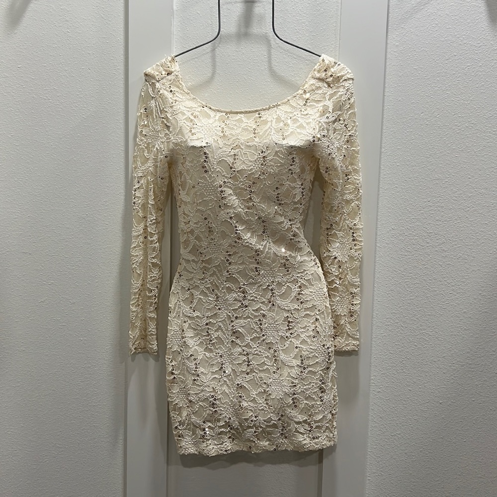 Small Lace Mini Dress with Sleeves Wedding Engaged